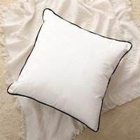 Housse de Coussin Décorative en Velours Doux Noir et Blanc, Taille Personnalisée, avec Passepoil, Vente en Gros