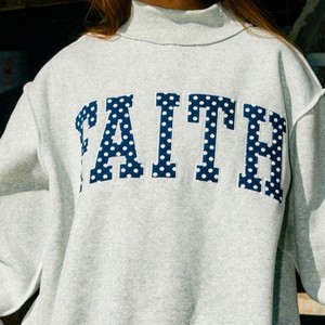 Felpa Oversize da Donna <span class=keywords><strong>con</strong></span> Collo Alto e Maniche Lunghe, Motivo a Pois e Lettere, Personalizzabile <span class=keywords><strong>con</strong></span> Logo, per Autunno e Inverno - Product Image 4