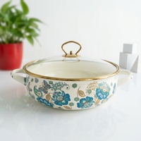 Marmite Luhong Ruyi grande capacité, classique, en fonte émaillée, avec couvercle en verre, revêtement antiadhésif, logo personnalisé, compatible gaz et induction