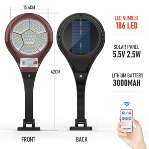 LED ซุปเปอร์ไบรท์โคมไฟติดผนังพลังงานแสงอาทิตย์กลางแจ้ง 2400/3000mAh IP65 กันน้ำไฟถนนเซ็นเซอร์ตรวจจับความเคลื่อนไหวไฟสวนเหนี่ยวนำของมนุษย์ - Product Image 2