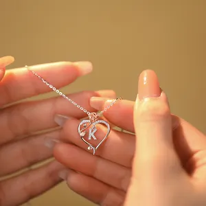 Originele 2024 Sterling Zilveren 925 Cadeau Sieraden Goud K Rose Bloem Hartvorm Hanger Moeders Dag Ketting Voor Moeder