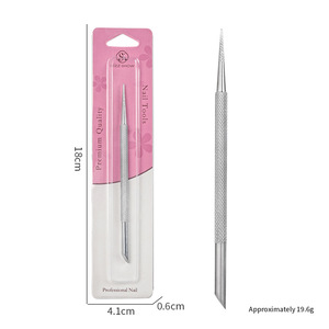 Phong cách Nga hai đầu móng tay lớp biểu bì Pusher thiết lập vát móng tay Remover thép không gỉ Titan nhọn da chết công cụ Bạc - Product Image 6