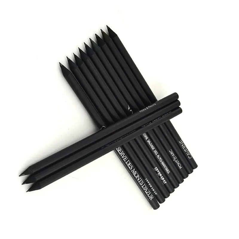 hotel logo brand printed black wooden pencil OEM