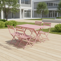 Meubles de jardin modernes de haute qualité pour l'extérieur, ensemble de 4/6 tables et chaises pliantes en métal, table et chaises de bistrot en acier coloré