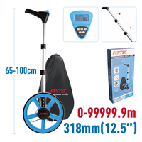 Roulette de mesure FIXTEC 99999 9M Ft 0,5 % de précision, mesure de surface, diamètre 318 mm, poignée extensible 100 cm, pile AAA