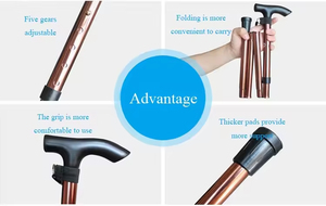 Canne télescopique réglable en alliage d'aluminium avec embout en caoutchouc pour la marche en extérieur, couleur unie, conception à verrouillage par torsion en 3 sections - Product Image 5