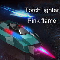Modern serin şişme çakmak yaratıcı tek alev uzay gemisi fare gaz puro Torch plastik sigara aksesuarları