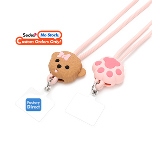 Wholesale Promotional Cute Cartoon PVC Silicone Phone Lanyard with Neck Strap Buckle Multiple Use for Mobile Phones