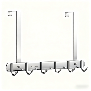 Nuevo Perchero Metálico Multiusos para Puerta, Plateado Pulido, para Cocina, Baño, Entrada, Almacenamiento de Ropa - Product Image 1