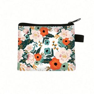 Custom Print <b>Cute</b> Student Girls Coin <b>Purse</b> Polyester Change Storage Bag Flowers Printing Coin Bag - Product Image 4