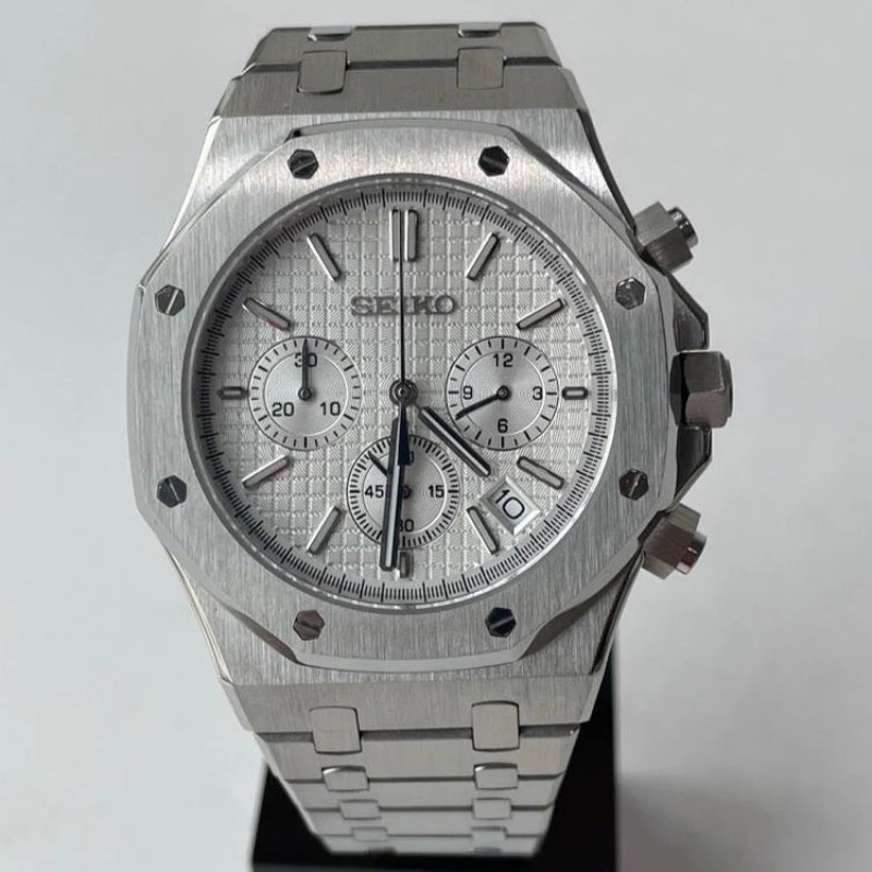 Seiko новые кварцевые часы с диаметром 41 мм корпус из нержавеющей стали сапфировое стекло зеркало VK63 кварцевый механизм