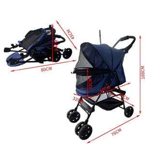Poussette pliable légère pour animaux de compagnie JXB avec fenêtre avant visible et grand espace de rangement inférieur - Product Image 4