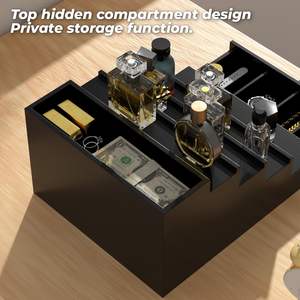 Organisateur de Cologne à 5 niveaux avec tiroir, présentoir et support de rangement en bois noir pour parfums, idée cadeau pour homme - Product Image 5