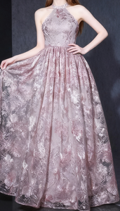 Nouvelle <span class=keywords><strong>robe</strong></span> de fille <span class=keywords><strong>rose</strong></span> et douce avec un col licou pour les robes de soirée de fête et de banquet - Product Image 5