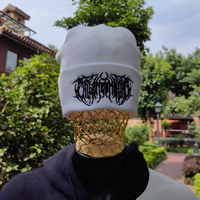 Bonnet tricoté côtelé uni avec revers pour homme et femme, broderie de lettres, logo personnalisé, chaud, unisexe, vente en gros