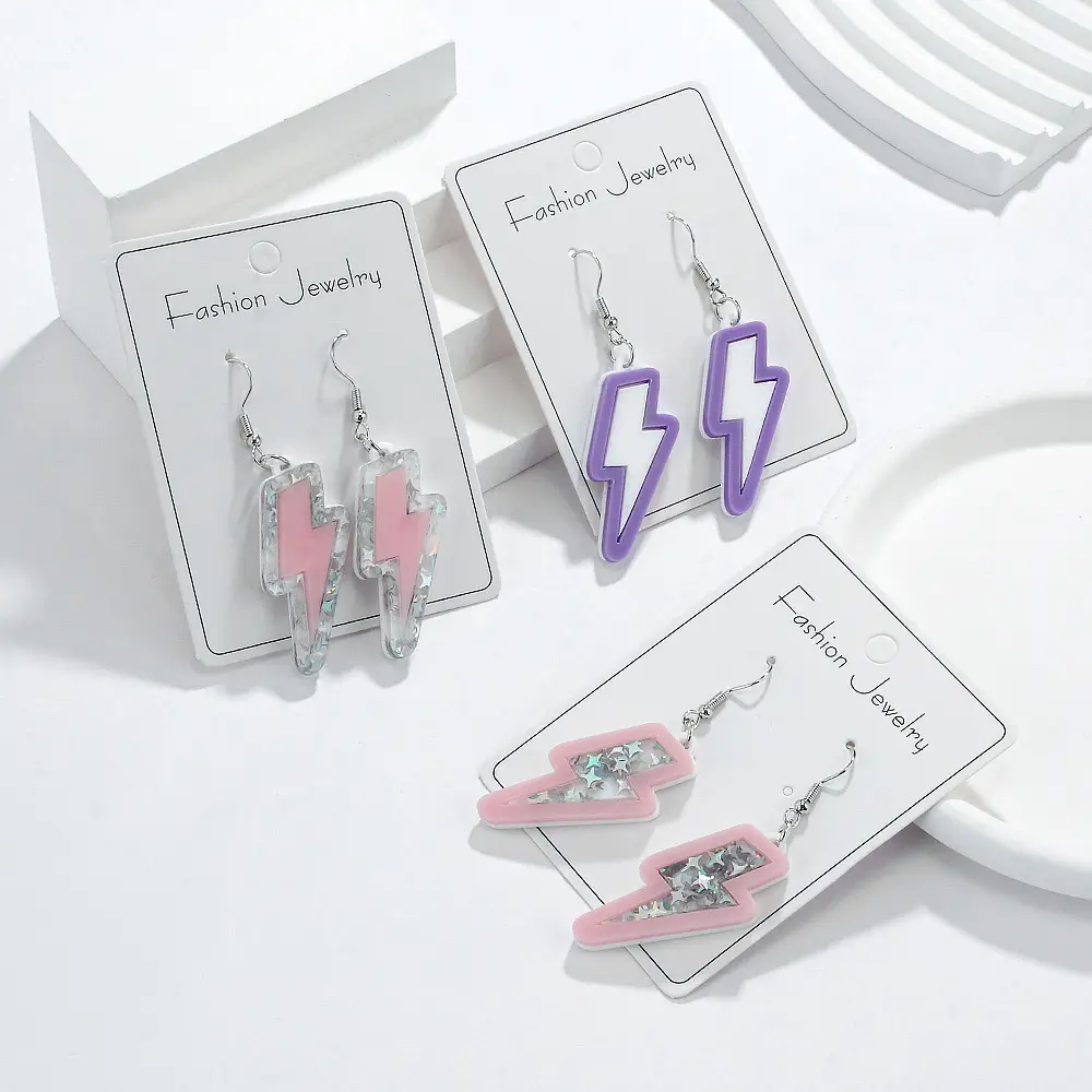 Wholesale Personalized Geometric Cute Acrylic Lightning Earrings Fashion Jewelry Resin Lightning Statement Acrylic Earrings