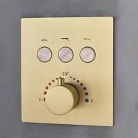 Système de douche de plafond carré moderne de luxe de 12 pouces en laiton nickel brossé doré avec jets corporels