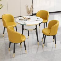 Ensemble table et chaises à 4 places en bois pour restaurant nordique, café, tables rondes XY pour événements, fêtes, pieds de table en métal