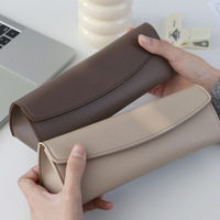 Étui à crayons en cuir PU personnalisé, sac de rangement magnétique pour pinceaux cosmétiques, pochette de papeterie multicolore, personnalisation du logo possible