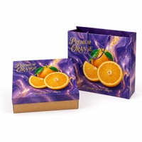 Premium oranje geschenkdoos met draagtas paarse marmerprint op maat gemaakte kartonnen fruitverpakking groothandel