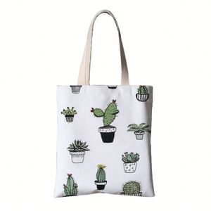 Bolsa de Mano Personalizada de Lona RPET Lavable de 8 oz, Bolsa Ecológica Reutilizable con Diseño de Cactus - Product Image 6