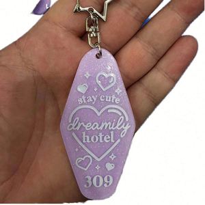Custom Logo Retro Vintage Motel Hotel Room Keychain Promotional Blank Plastic Acrylic <b>Keyrings</b> Various Colors <b>Cute</b> Style - Product Image 2