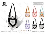 Borsa a Spalla Lavorata a Maglia per Donna con Motivo a Cuore, Tracolla Singola, Apertura Superiore, per Uso Quotidiano in Tutte le Stagioni - Product Image 1