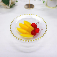 Bols à dîner jetables en plastique transparent/blanc et or, assiettes de fête fantaisie robustes