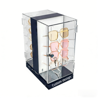 Étui de présentation pour lunettes en acrylique verrouillable |   Vitrine rotative pour lunettes de soleil avec éclairage LED pour magasin de détail