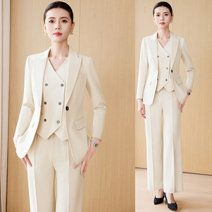 Women's Three Piece Suit Set Solid Color Polyester Anti-Wrinkle Casual <b>Work</b> Wear - Product Image 1
