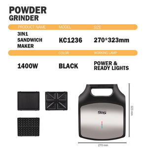 Plancha Eléctrica 3 en 1 DSP, Máquina para Hacer Waffles con Revestimiento Antiadherente, Máquina Multifunción para Desayunos, Negra - Product Image 4
