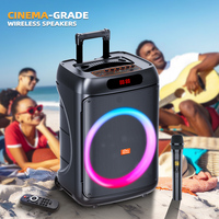 Altavoz Portátil BT de 15 Pulgadas con Luces RGB, Asa Extensible y Ruedas, Precio Directo de Fábrica, Ideal para Amplificación de Guitarra y Piano