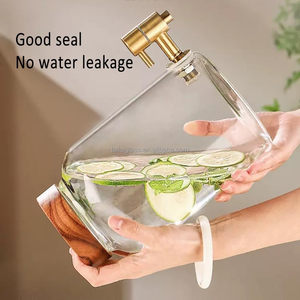 Pichet à Boissons en Verre avec Couvercle en Bois, Grand Récipient pour Limonade, Distributeur <span class=keywords><strong>de</strong></span> Boissons pour Fêtes, Mariages, Bars, Liquides - Product Image 4