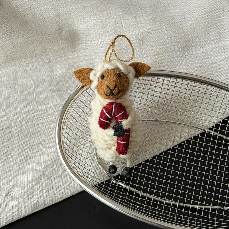 Oveja de bastón de caramelo de cara marrón de 12 cm