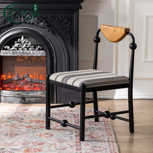 Silla de comedor moderna minimalista de metal con asiento tapizado 52x53x83.5 cm para apartamentos pequeños - Product Image 2