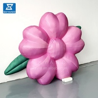 Fleurs de cerisier gonflables géantes roses de fleur de Sakura avec la feuille verte pour la décoration