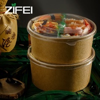 3 compartiments en plastique divisé assiettes en plastique jetables avec 500ml 750ml 1000ml bol à papier kraft pour le dessert