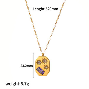 สร้อยคอจี้รูปทรงอาหาร ดีไซน์เรขาคณิต ชุบทอง 18K ประดับเพชรซิร์คอน ของขวัญเครื่องประดับ - Product Image 4