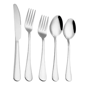 Conjunto de talheres de metal, utensílios de jantar para camping, faca de bife ocidental de metal, garfo, colher, jantar, matte, preto, de aço inoxidável