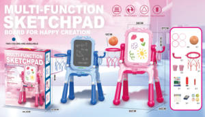 Juguete Educativo para Niños, Pizarra Vertical 4 en 1 con Silla, Mesa de Baloncesto para Niños, Rompecabezas, Dibujo Artístico - Product Image 3