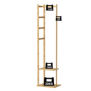Porte-vêtements en bambou, support pour vêtements, chapeaux, chaussures, cintre en <span class=keywords><strong>bois</strong></span>, étagère, rangement, rail de suspension pour vêtements, crochets - Product Image 5
