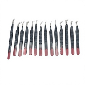 Ensemble de pincettes professionnelles à volume 45 degrés avec double tonalité et logo personnalisé vente en gros de pinces à cils en acier inoxydable durables de haute qualité - Product Image 1