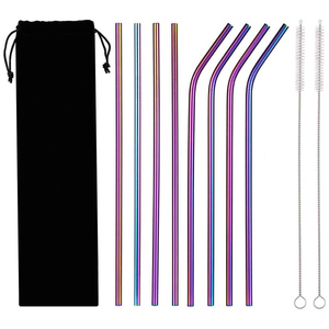 Reusable Portable 304 Stainless Steel Eco-Friendly <b>Drinking</b> <b>Straw</b> Set with Cleaning Brush & Bag - Product Image 1