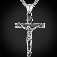 Colar cruz religioso de jesus, colar masculino de ouro ou prata, pingente com corrente, joia de 2019