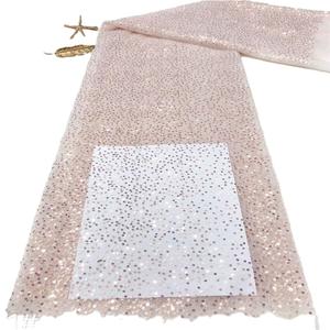 BTC2705ファンシーレース刺繍生地100% ポリエステルメッシュ生地花柄ビーズ環境に優しいテキスタイル衣服結婚式用 - Product Image 2