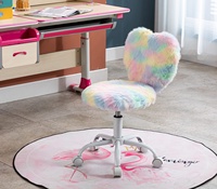 Fourrure mignon siège chaise filles réglable en forme de coeur école chaise d'ordinateur pour chambre salle de lecture multicolore petite chaise de bureau