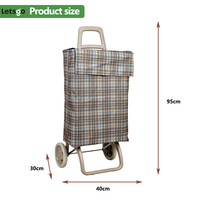 Chariot d'épicerie pliable pour personnes âgées Sac à roulettes en tissu PVC léger avec roues pour le marché, les voyages et la maison