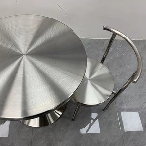 Table et Chaises de Repas en Acier Inoxydable de Style Industriel Moderne, pour Extérieur, pour <span class=keywords><strong>Mobilier</strong></span> d'Hôtel, <span class=keywords><strong>Restaurant</strong></span>, Café - Product Image 5