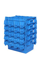 Boîtes de conteneurs empilables en plastique HDPE recyclables et économiques pour la logistique, avec couvercles intégrés