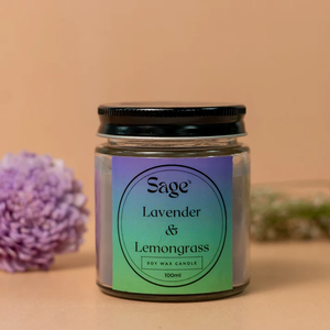 <b>Lavender</b> Lemongrass Small Jar <b>Candle</b> Fresh Herbal Scented Home Fragrance for Relaxation Bedroom Living Room Decor - Product Image 4